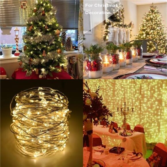 Fairy Lights Battery Operated 16Ft Silver Wire 50 LED String Lights Remote Timer - Picture 4 of 7
